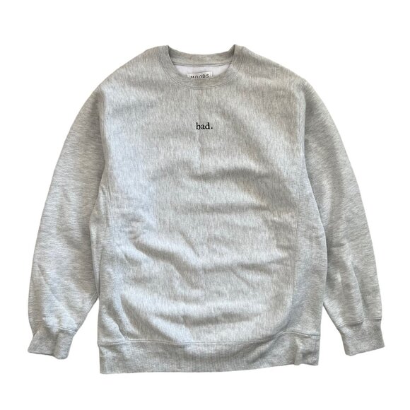 Moods bad. Womens‎ Heavyweight Cotton Crewneck Sweatshirt Light Gray Size Medium - Picture 1 of 13